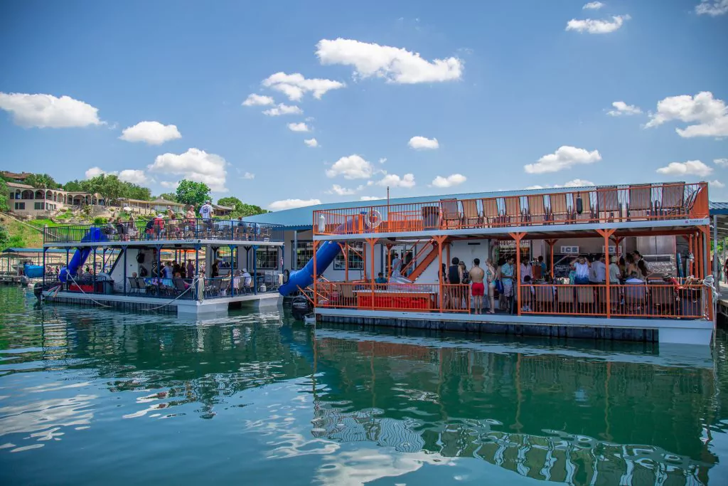 Lakeway Marina's Double Decker Party Barges with slides.