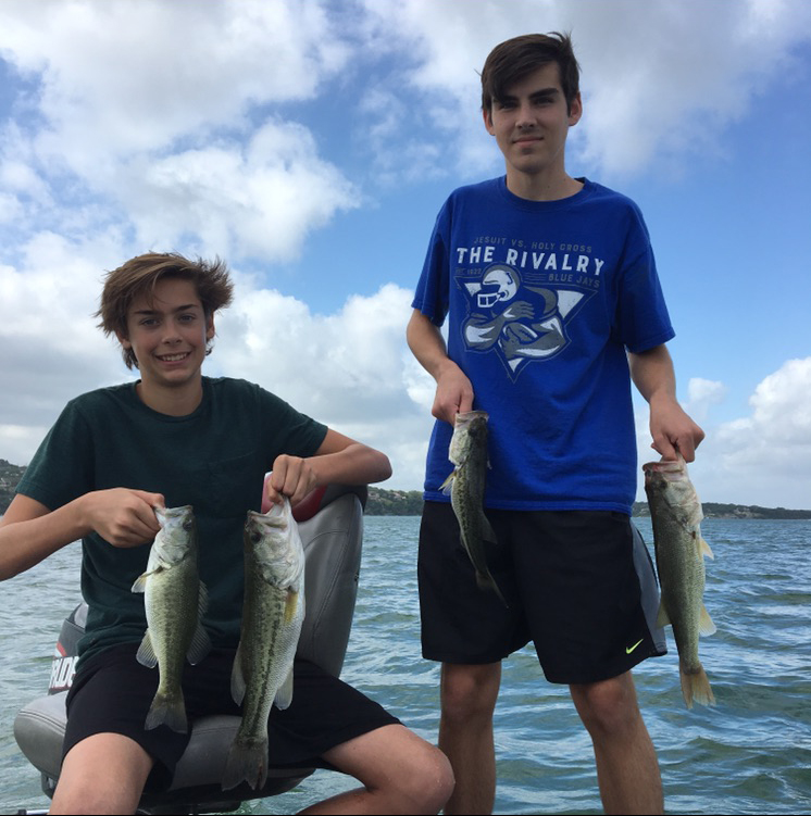 Bass in the boat - June Bass Fishing on Lake Travis