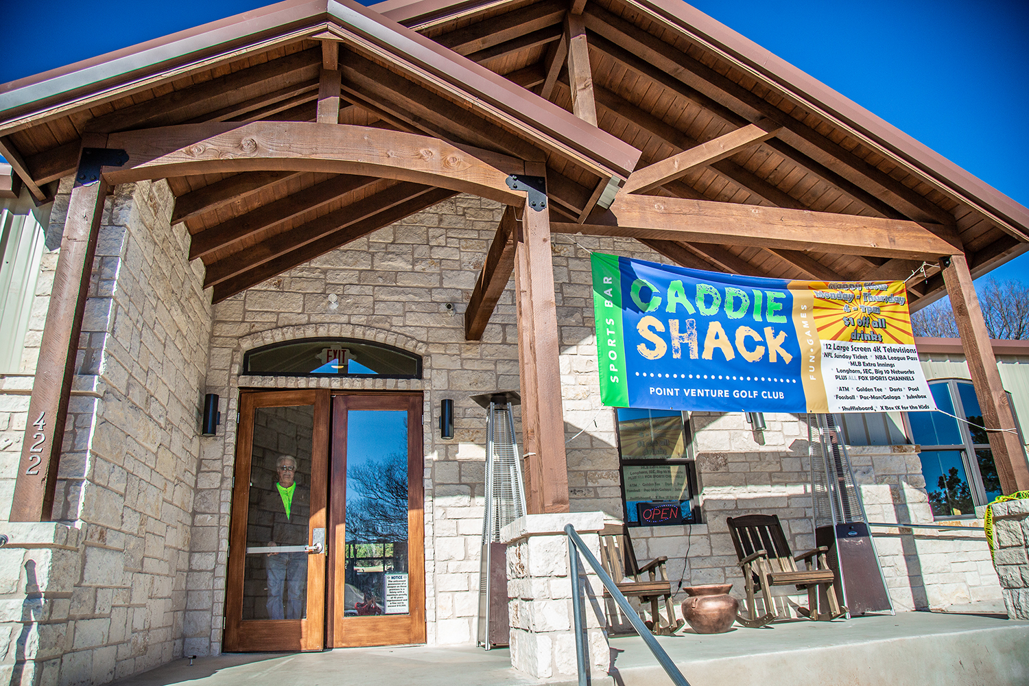 Caddie Shack Sports Bar at Point Venture Golf Club on Lake Travis