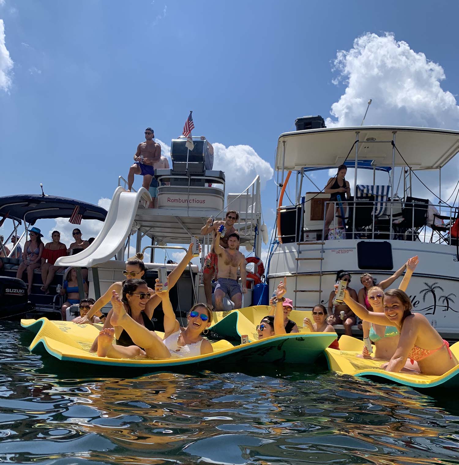 At Devil's Cove with Lone Star Party Boats - a Lake Travis Yacht Rental company.