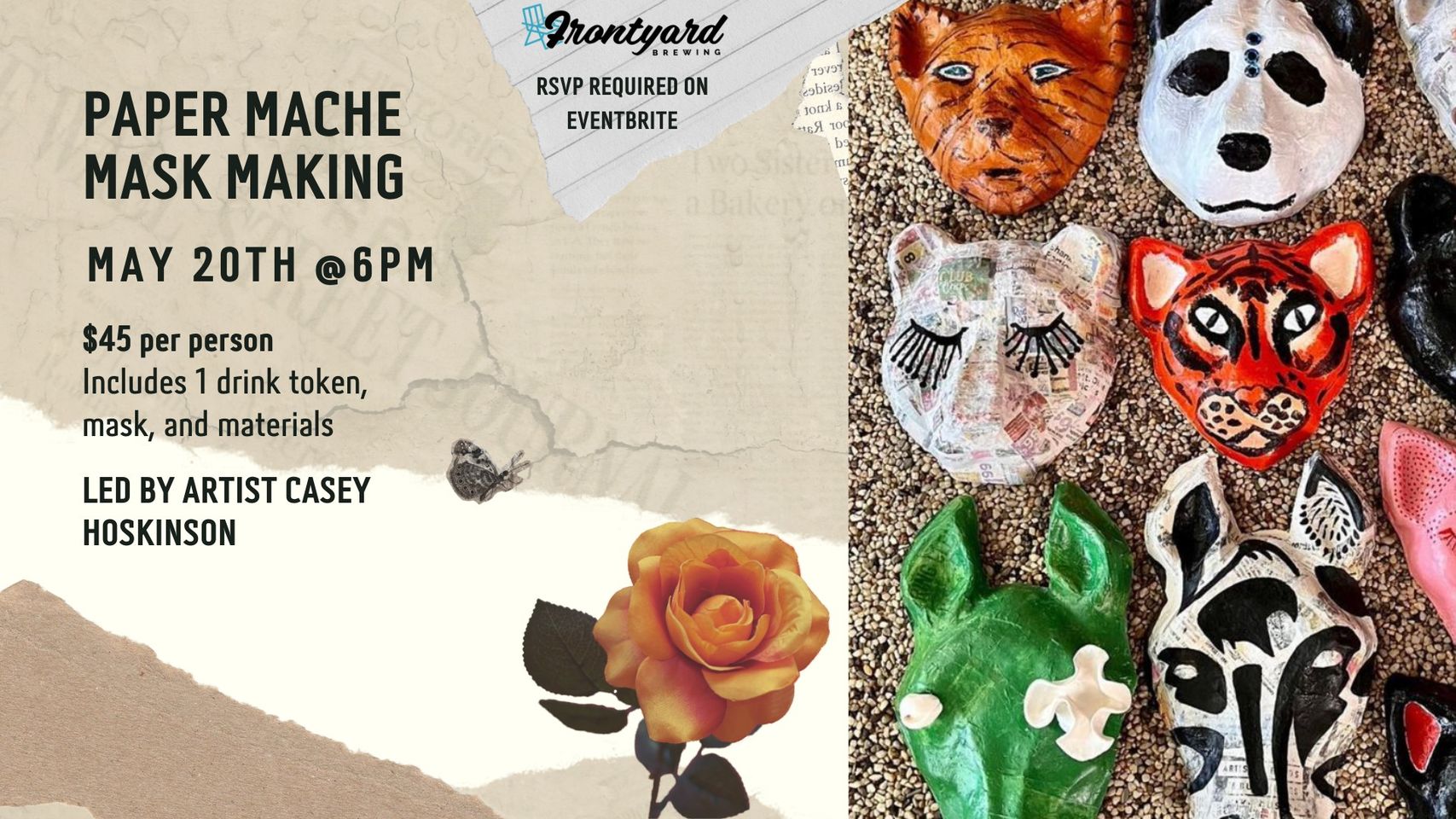 Paper Mache Mask Making at Frontyard Brewing - LakeTravis