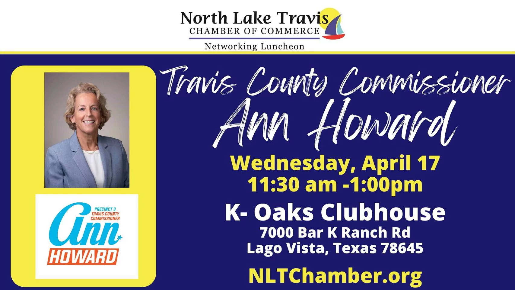 NLT Chamber Luncheon- Guest Speaker Ann Howard, County Commissioner for ...